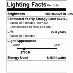 Satco LED Light Bulb (08542) -Home Lighting Store 08542 Lighting Facts Labelmd