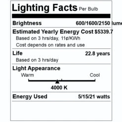 Satco LED Light Bulb (08544) -Home Lighting Store 08544 Lighting Facts Labelmd