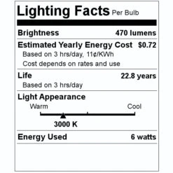 Satco LED Light Bulb (09201) -Home Lighting Store 09201 Lighting Facts Labelmd