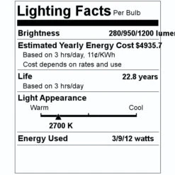 Satco LED Light Bulb (09316) -Home Lighting Store 09316 Lighting Facts Labelmd