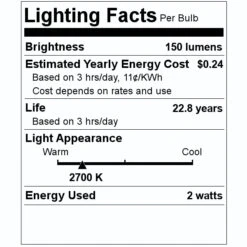 Ushio LED Filament Light Bulb (1004161) -Home Lighting Store 1004161 Lighting Facts Labelmd