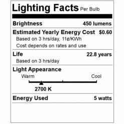 Feit Electric LED Light Bulb (4 Pack) (15435) -Home Lighting Store 15435 Lighting Facts Labelmd