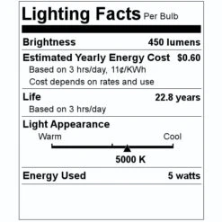 Feit Electric LED Light Bulb (4 Pack) (15437) -Home Lighting Store 15437 Lighting Facts Labelmd