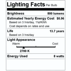 Feit Electric LED Light Bulb (15757) 7 Feit Electric LED Light Bulb (15757) -Home Lighting Store 15757 Lighting Facts Labelmd