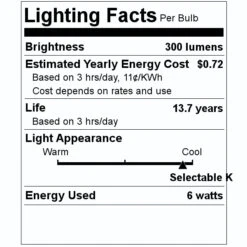 Feit Electric LED Light Bulb (17259) -Home Lighting Store 17259 Lighting Facts Labelmd