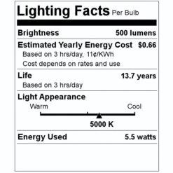 Feit Electric LED Light Bulb (2 Pack) (18588) -Home Lighting Store 18588 Lighting Facts Labelmd