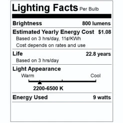 Bulbrite LED Smart Light Bulb (195125) -Home Lighting Store 195125 Lighting Facts Labelmd