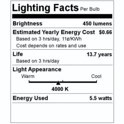 Satco LED Light Bulb (20653) 7 Satco LED Light Bulb (20653) -Home Lighting Store 20653 Lighting Facts Labelmd