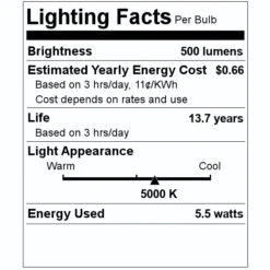 Feit Electric LED Light Bulb (2 Pack) (21128) -Home Lighting Store 21128 Lighting Facts Labelmd