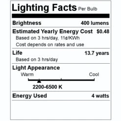 Bulbrite LED Smart Light Bulb (292115) -Home Lighting Store 292115 Lighting Facts Labelmd