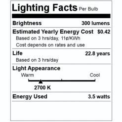 Satco LED Filament Light Bulb (29618) -Home Lighting Store 29618 Lighting Facts Labelmd