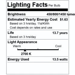 Sylvania LED Light Bulb (40777) -Home Lighting Store 40777 Lighting Facts Labelmd