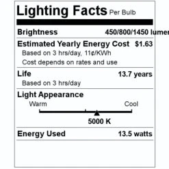 Sylvania LED Light Bulb (40778) -Home Lighting Store 40778 Lighting Facts Labelmd