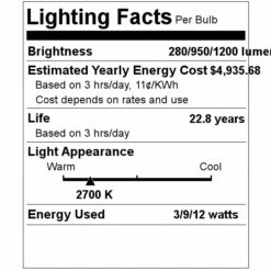 Westinghouse LED Light Bulb (53140) -Home Lighting Store 53140 Lighting Facts Labelmd