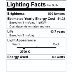 Sylvania LED Light Bulb (74987) -Home Lighting Store 74987 Lighting Facts Labelmd