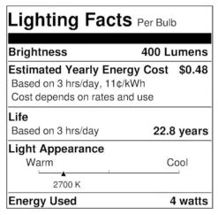 Sylvania LED Light Bulb (75164) -Home Lighting Store 75164 Lighting Facts Labelmd