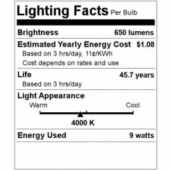 Bulbrite Recessed Downlight LED (773242) -Home Lighting Store 773242 Lighting Facts Labelmd