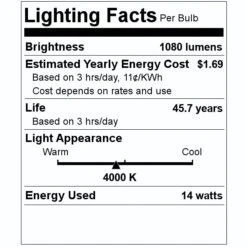 Bulbrite Recessed Downlight LED (773262) -Home Lighting Store 773262 Lighting Facts Labelmd