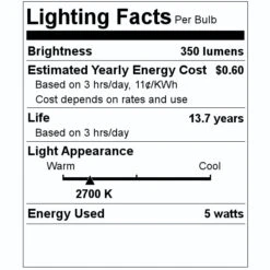 Bulbrite LED Light Bulb (776725) -Home Lighting Store 776725 Lighting Facts Labelmd