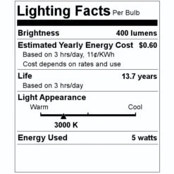 Bulbrite LED Light Bulb (776728) -Home Lighting Store 776728 Lighting Facts Labelmd