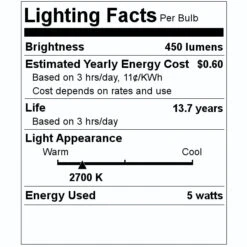 Bulbrite LED Light Bulb (776781) -Home Lighting Store 776781 Lighting Facts Labelmd