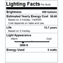 Bulbrite LED Light Bulb (776792) 7 Bulbrite LED Light Bulb (776792) -Home Lighting Store 776792 Lighting Facts Labelmd