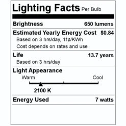 Bulbrite LED Antique Filament Light Bulb (776909) -Home Lighting Store 776909 Lighting Facts Labelmd