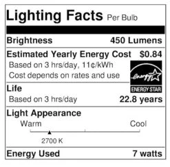 Sylvania LED Light Bulb (78419) 7 Sylvania LED Light Bulb (78419) -Home Lighting Store 78419 Lighting Facts Labelmd