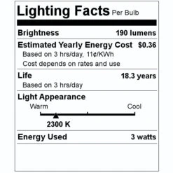 Sunlite LED Filament Light Bulb (80626) -Home Lighting Store 80626 Lighting Facts Labelmd