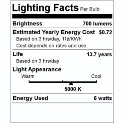 Sunlite LED Light Bulb (81117) -Home Lighting Store 81117 Lighting Facts Labelmd